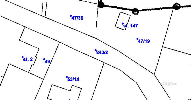Parcela st. 843/2 v KÚ Údraž, Katastrální mapa