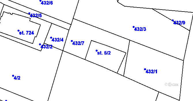 Parcela st. 5/2 v KÚ Albrechtice v Jizerských horách, Katastrální mapa