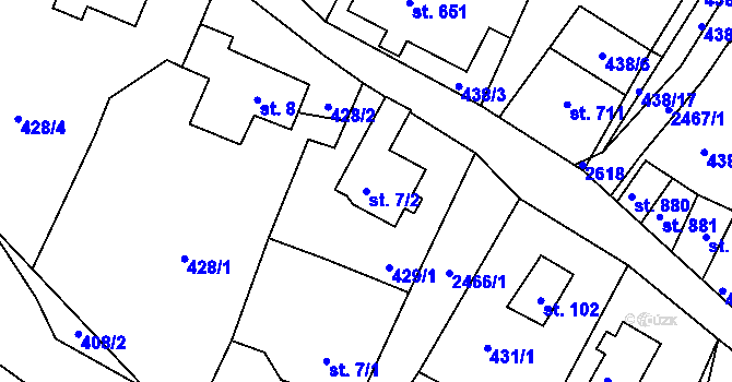 Parcela st. 7/2 v KÚ Albrechtice v Jizerských horách, Katastrální mapa