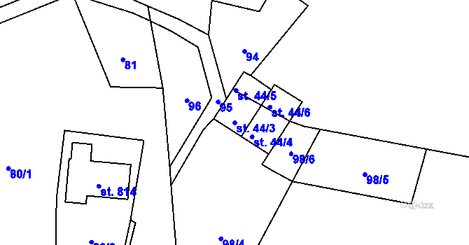 Parcela st. 44/3 v KÚ Albrechtice v Jizerských horách, Katastrální mapa