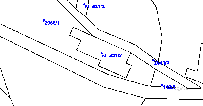 Parcela st. 431/2 v KÚ Albrechtice v Jizerských horách, Katastrální mapa