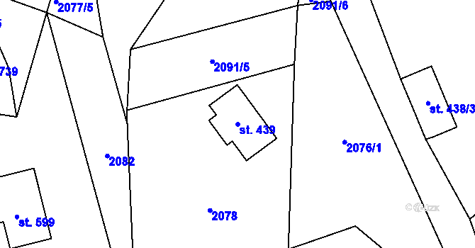 Parcela st. 439 v KÚ Albrechtice v Jizerských horách, Katastrální mapa