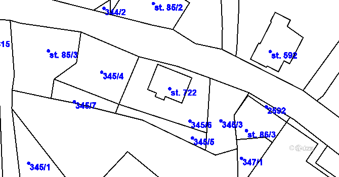 Parcela st. 722 v KÚ Albrechtice v Jizerských horách, Katastrální mapa