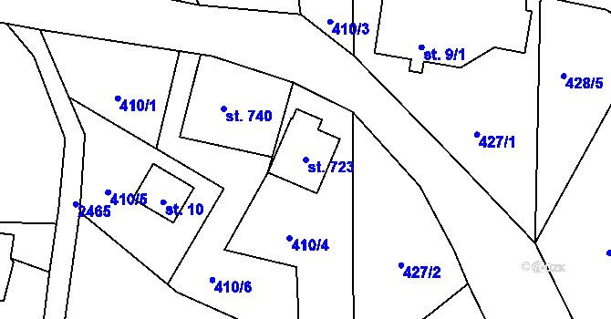 Parcela st. 723 v KÚ Albrechtice v Jizerských horách, Katastrální mapa