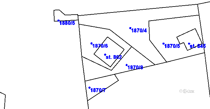 Parcela st. 862 v KÚ Albrechtice v Jizerských horách, Katastrální mapa