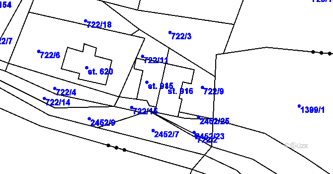 Parcela st. 916 v KÚ Albrechtice v Jizerských horách, Katastrální mapa