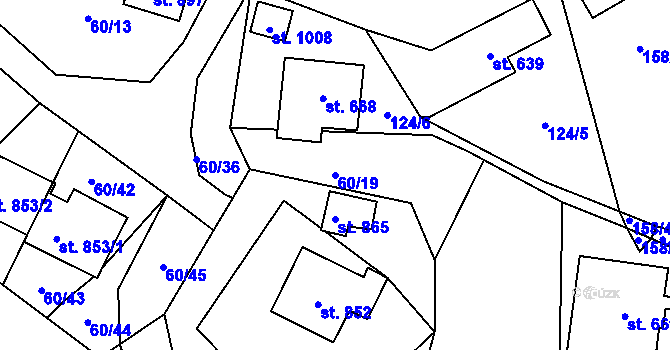 Parcela st. 60/19 v KÚ Albrechtice v Jizerských horách, Katastrální mapa