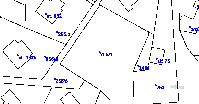 Parcela st. 255/1 v KÚ Albrechtice v Jizerských horách, Katastrální mapa