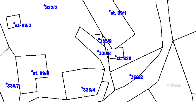 Parcela st. 335/8 v KÚ Albrechtice v Jizerských horách, Katastrální mapa