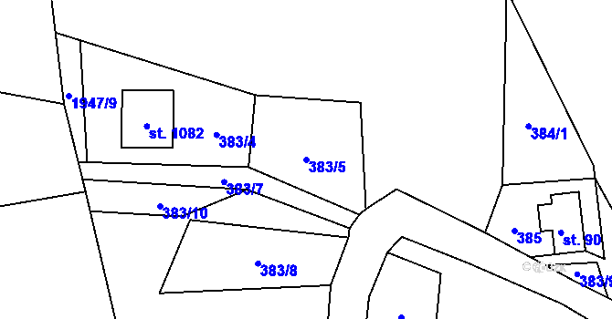 Parcela st. 383/5 v KÚ Albrechtice v Jizerských horách, Katastrální mapa