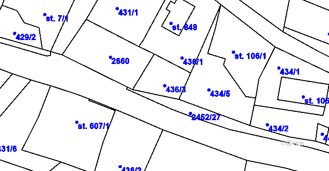 Parcela st. 436/3 v KÚ Albrechtice v Jizerských horách, Katastrální mapa