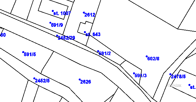 Parcela st. 591/2 v KÚ Albrechtice v Jizerských horách, Katastrální mapa