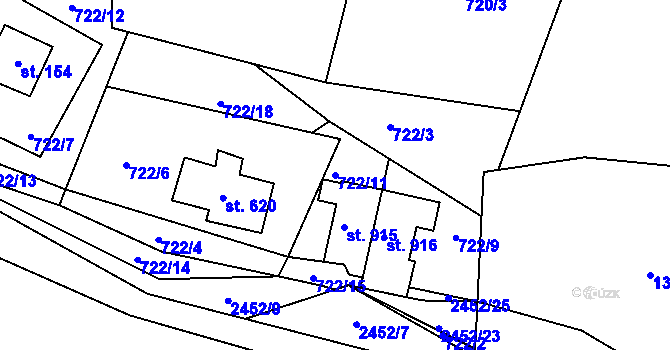 Parcela st. 722/11 v KÚ Albrechtice v Jizerských horách, Katastrální mapa
