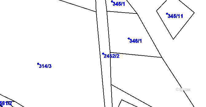 Parcela st. 2452/2 v KÚ Albrechtice v Jizerských horách, Katastrální mapa