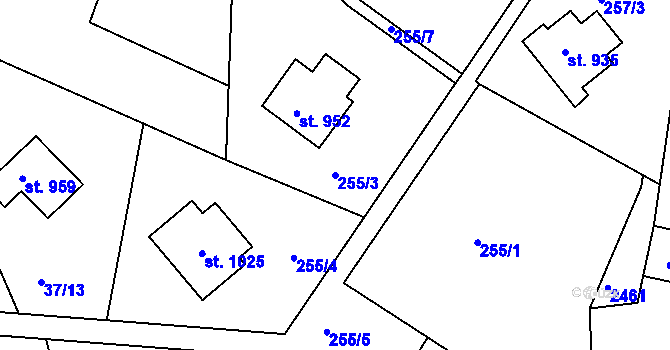 Parcela st. 255/3 v KÚ Albrechtice v Jizerských horách, Katastrální mapa