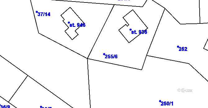 Parcela st. 255/6 v KÚ Albrechtice v Jizerských horách, Katastrální mapa