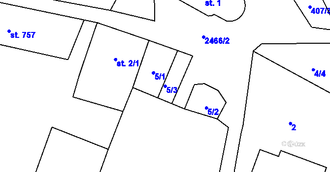Parcela st. 5/3 v KÚ Albrechtice v Jizerských horách, Katastrální mapa