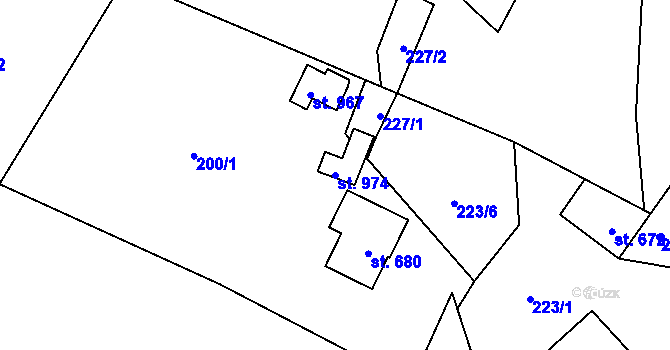 Parcela st. 974 v KÚ Albrechtice v Jizerských horách, Katastrální mapa