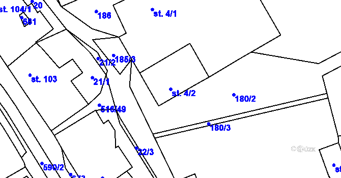 Parcela st. 4/2 v KÚ Albrechtičky, Katastrální mapa