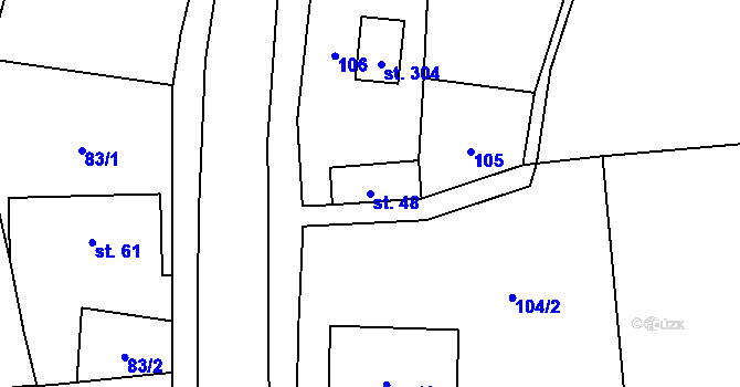 Parcela st. 48 v KÚ Albrechtičky, Katastrální mapa