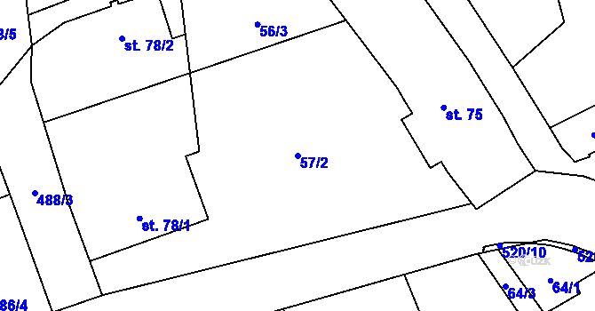 Parcela st. 57/2 v KÚ Albrechtičky, Katastrální mapa