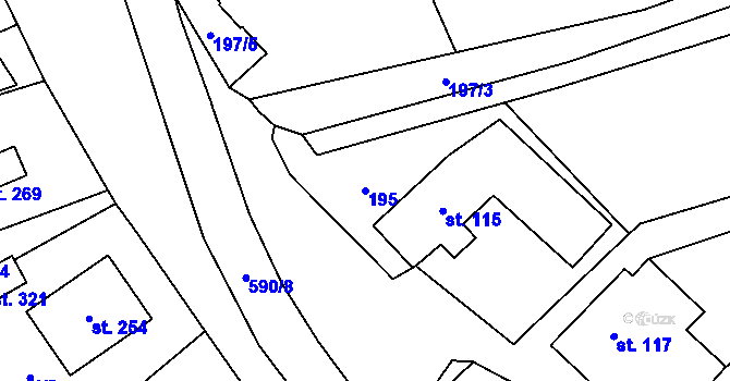 Parcela st. 195 v KÚ Albrechtičky, Katastrální mapa