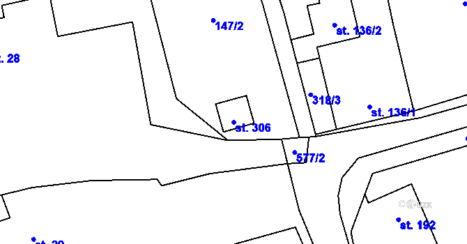 Parcela st. 306 v KÚ Albrechtičky, Katastrální mapa