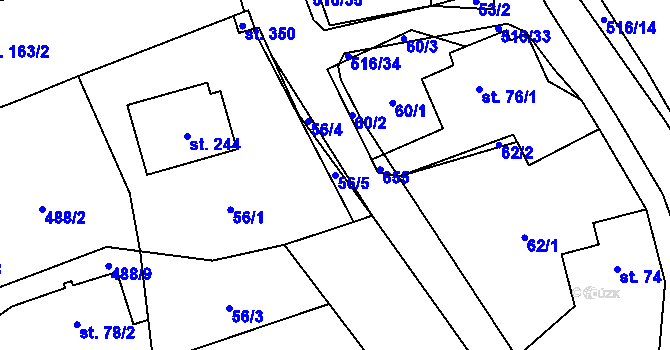 Parcela st. 56/5 v KÚ Albrechtičky, Katastrální mapa