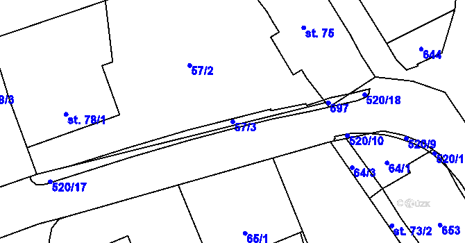 Parcela st. 57/3 v KÚ Albrechtičky, Katastrální mapa