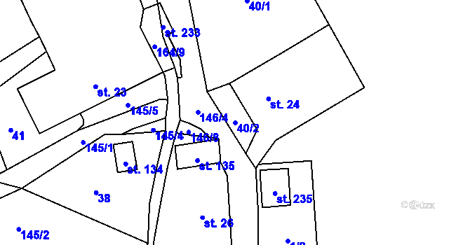 Parcela st. 40/2 v KÚ Nová Horka, Katastrální mapa