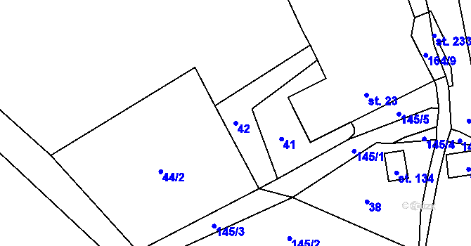 Parcela st. 42 v KÚ Nová Horka, Katastrální mapa