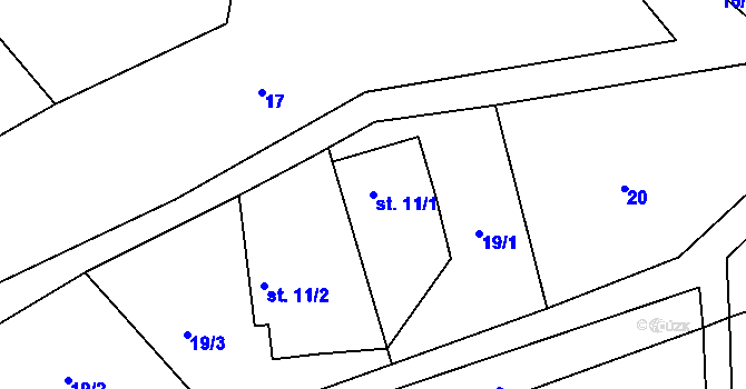 Parcela st. 11/1 v KÚ Andělka, Katastrální mapa