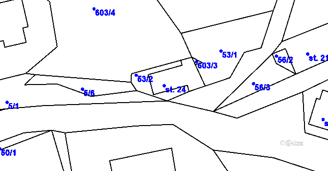 Parcela st. 24 v KÚ Andělka, Katastrální mapa