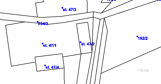 Parcela st. 47/2 v KÚ Andělka, Katastrální mapa