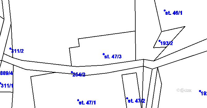 Parcela st. 47/3 v KÚ Andělka, Katastrální mapa