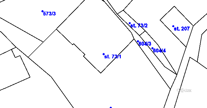 Parcela st. 73/1 v KÚ Andělka, Katastrální mapa