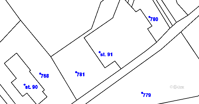 Parcela st. 91 v KÚ Andělka, Katastrální mapa