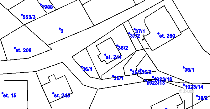 Parcela st. 244 v KÚ Andělka, Katastrální mapa