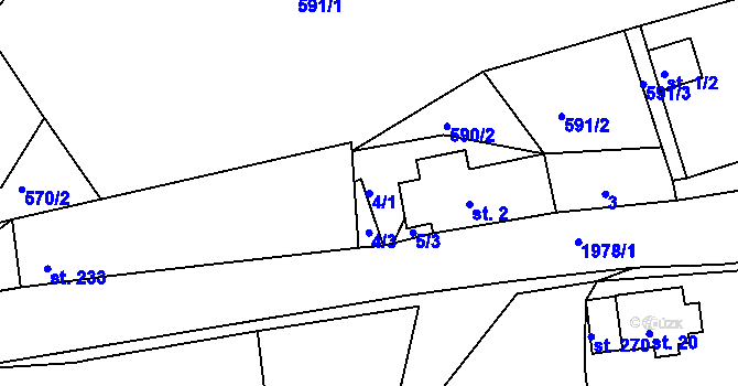 Parcela st. 4/1 v KÚ Andělka, Katastrální mapa
