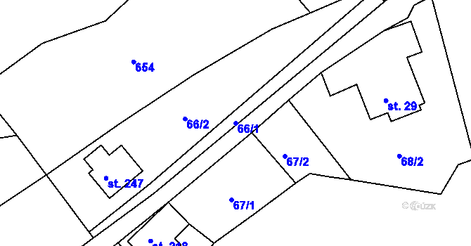 Parcela st. 66/1 v KÚ Andělka, Katastrální mapa