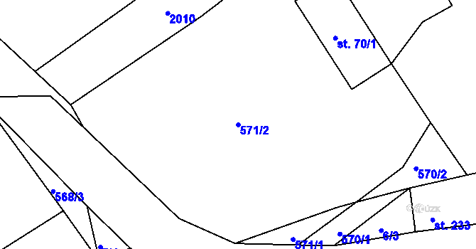 Parcela st. 571/2 v KÚ Andělka, Katastrální mapa