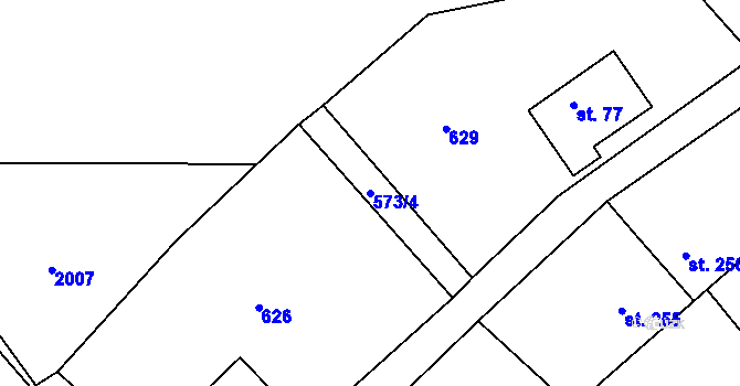 Parcela st. 573/4 v KÚ Andělka, Katastrální mapa