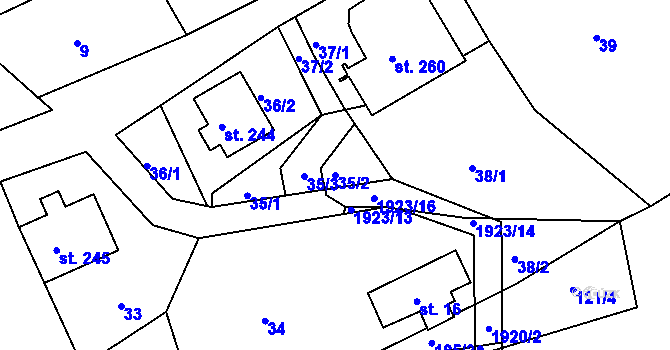 Parcela st. 35/2 v KÚ Andělka, Katastrální mapa