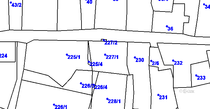 Parcela st. 227/1 v KÚ Andělská Hora, Katastrální mapa