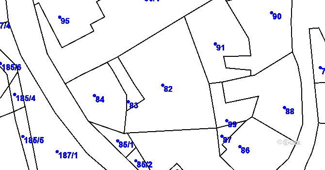 Parcela st. 82 v KÚ Andělská Hora, Katastrální mapa