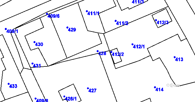 Parcela st. 428 v KÚ Andělská Hora, Katastrální mapa