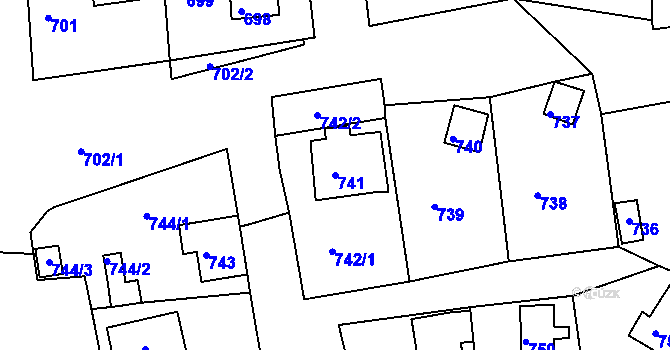 Parcela st. 741 v KÚ Andělská Hora, Katastrální mapa