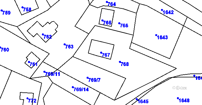 Parcela st. 767 v KÚ Andělská Hora, Katastrální mapa