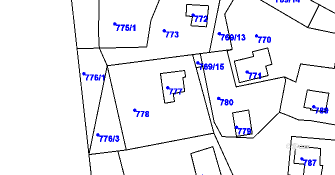 Parcela st. 777 v KÚ Andělská Hora, Katastrální mapa