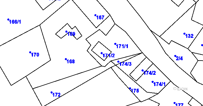 Parcela st. 171/2 v KÚ Andělská Hora, Katastrální mapa